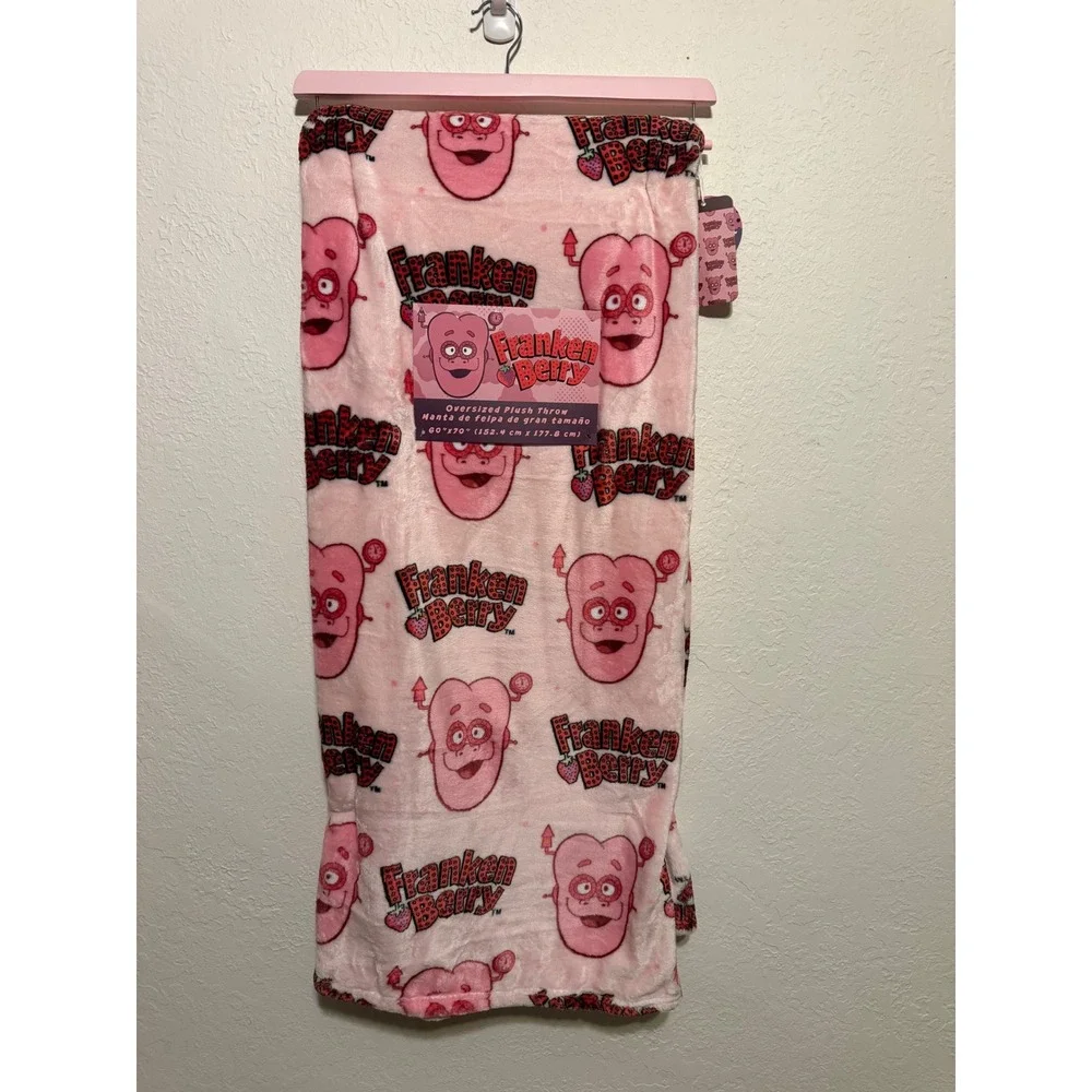 Franken Berry General Mills Oversized Plush Throw Blanket Pink 60x70 NWT